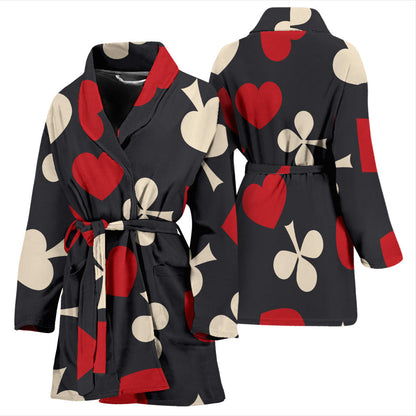 Poker Cards Pattern Print Design A02 Women Bathrobe