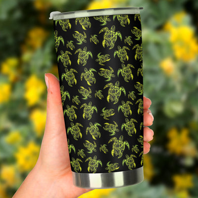 Green Tribal Turtle Polynesian Themed Tumbler