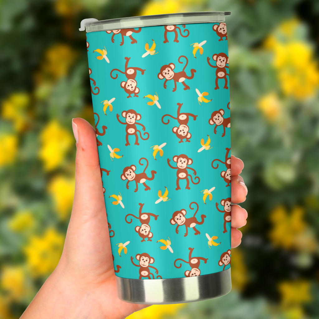 Monkey Banana Design Themed Print Tumbler