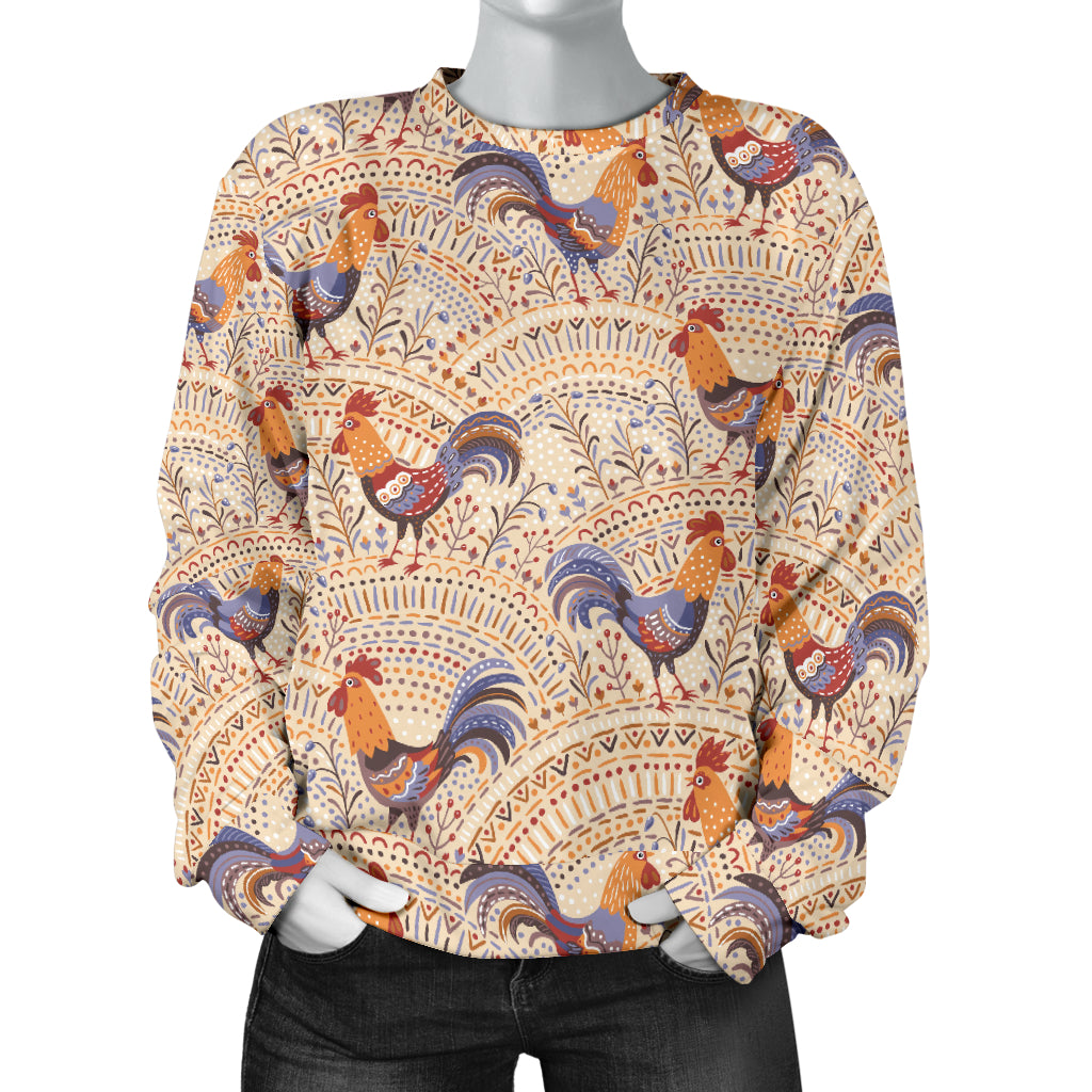 Chicken Boho Style Pattern Women Long Sleeve Sweatshirt