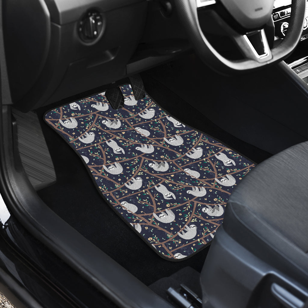 Sloth Happy Design Themed Print Car Floor Mats Front Back