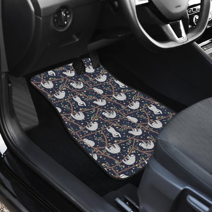 Sloth Happy Design Themed Print Car Floor Mats Front Back