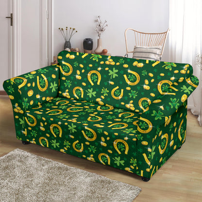 Shamrock Horse Shoes Saint Patrick's Day Print Design LKS307 Loveseat Couch Slipcover