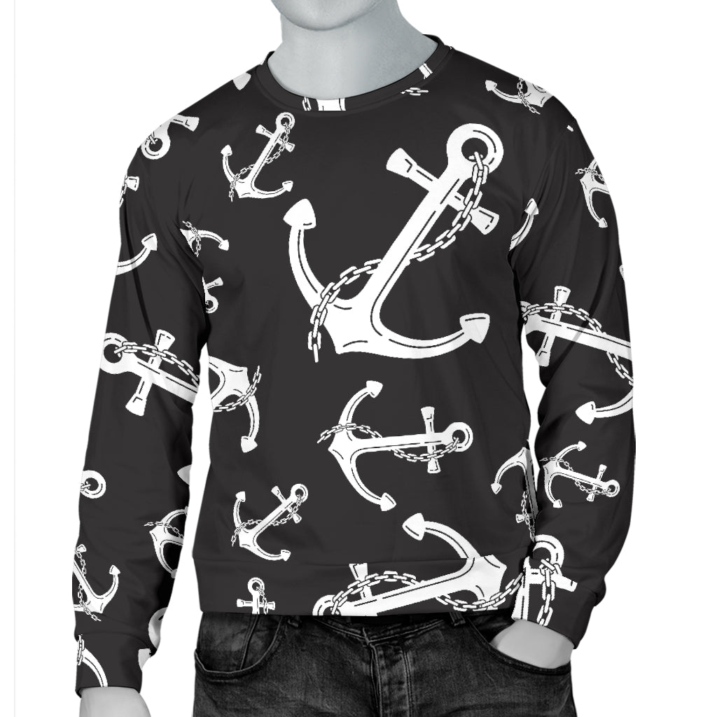 Anchor Black White Men Long Sleeve Sweatshirt