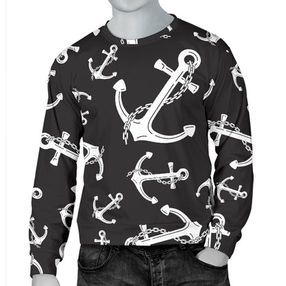 Anchor Black White Men Long Sleeve Sweatshirt
