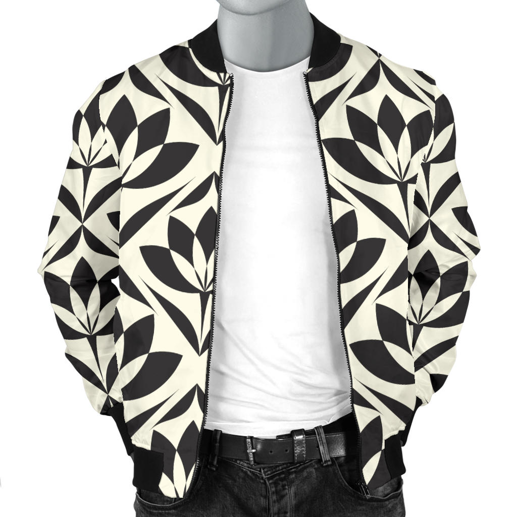 Lotus Pattern Print Men Bomber Jacket