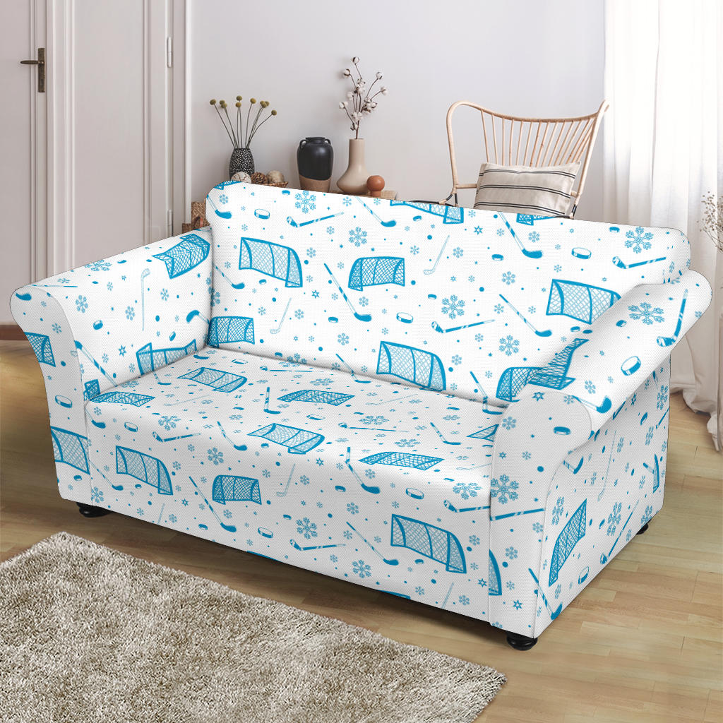 Hockey Print Design LKS303 Loveseat Couch Slipcover