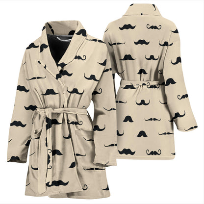 Mustache Pattern Print Design A03 Women Bathrobe