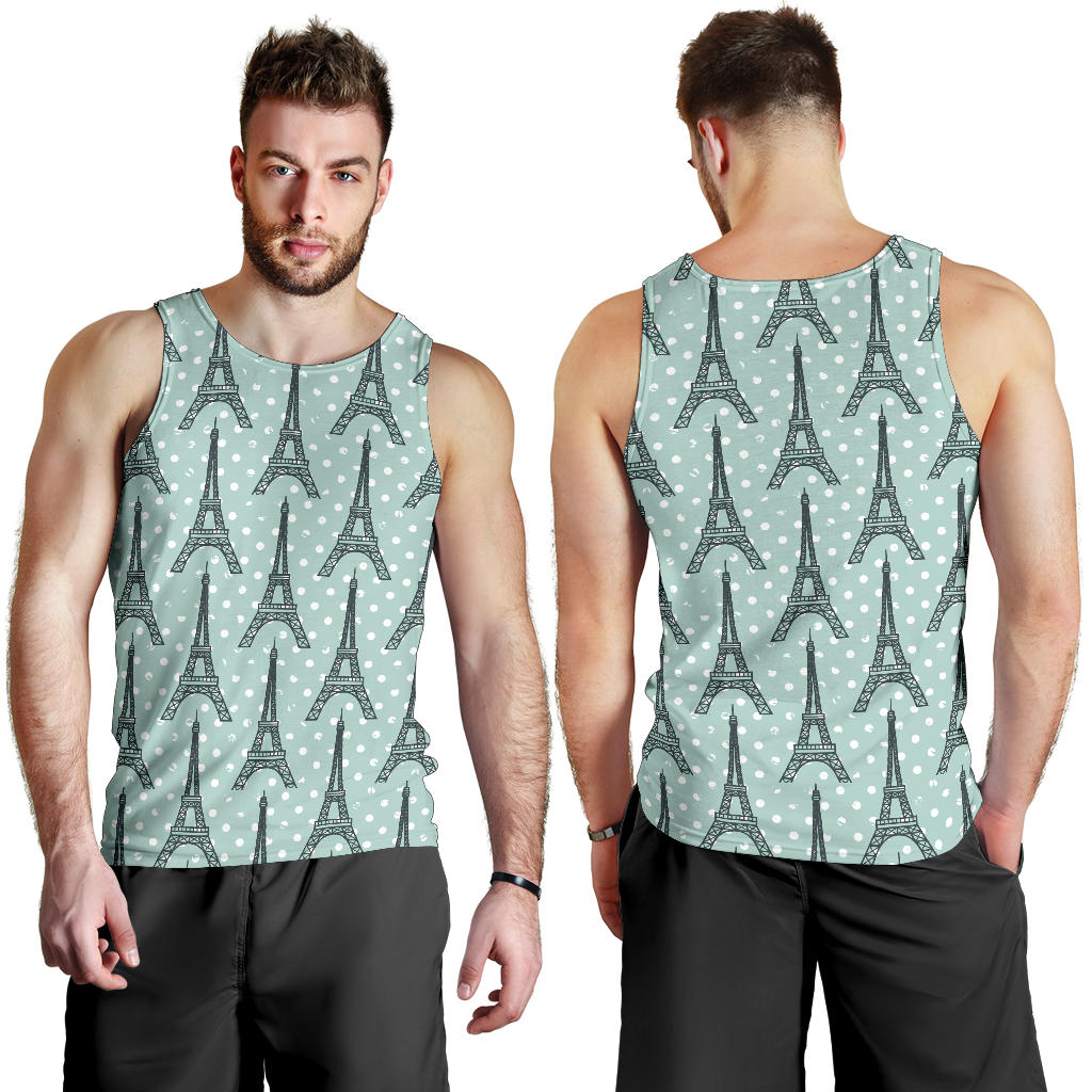 Eiffel Tower Polka Dot Print Men Tank Top