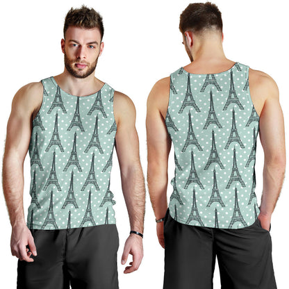 Eiffel Tower Polka Dot Print Men Tank Top