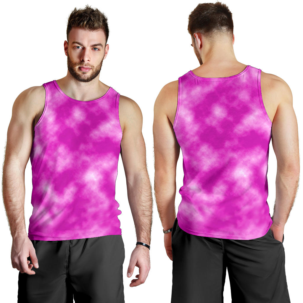 Tie Dye Pink Design Print Men Tank Top