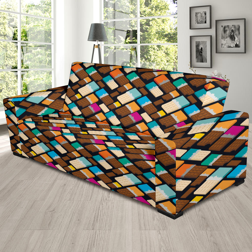 Chocolate Pattern Print Design 02 Sofa Slipcover
