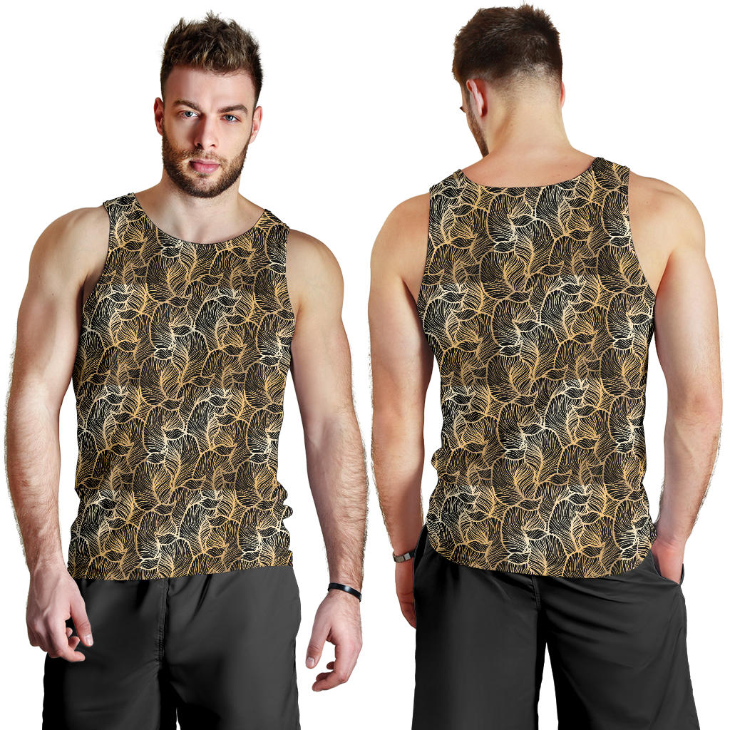 Elegant Gold leaf Print Men Tank Top