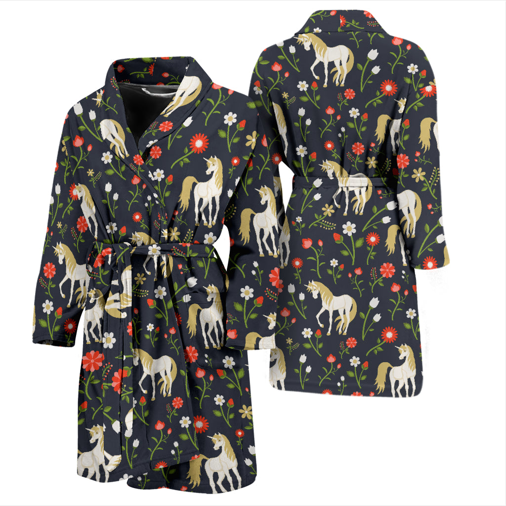 Unicorn Print Design LKS301 Men Bathrobe