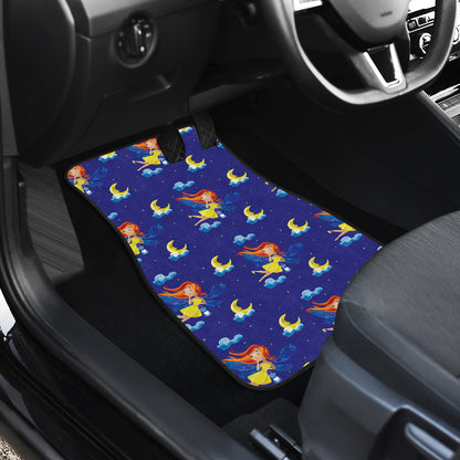 Fairy with Moon Print Pattern Car Floor Mats Front Back
