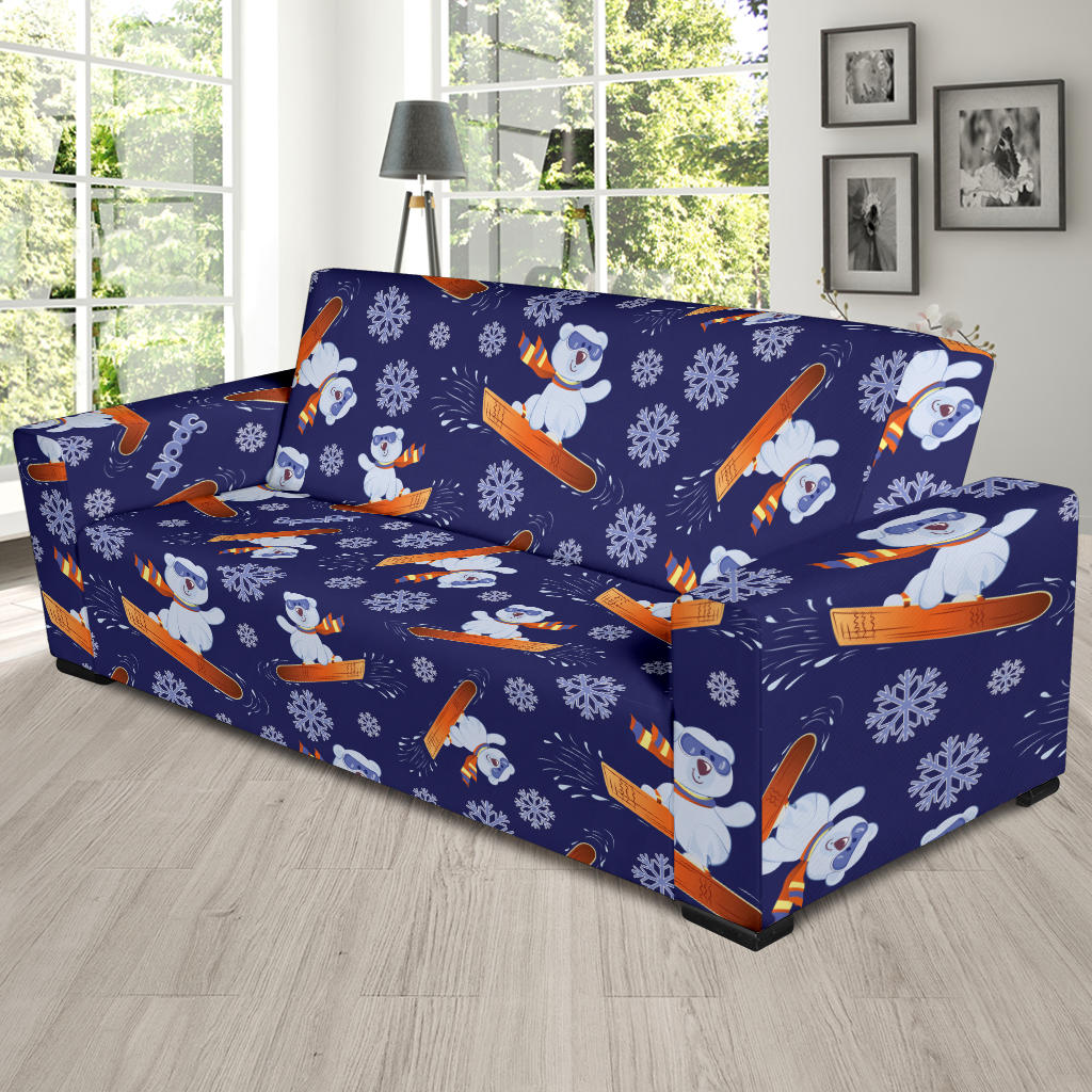 Snowboard Bear Print Design LKS305 Sofa Slipcover