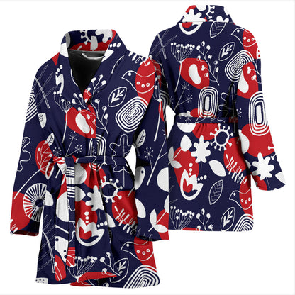 Nordic Pattern Print Design A02 Women Bathrobe