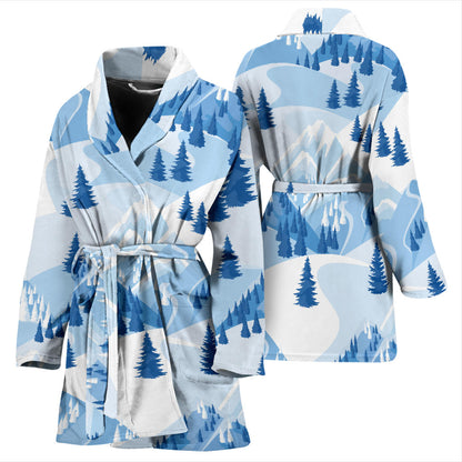 Mountain Pattern Print Design 03 Women Bathrobe