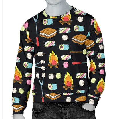 Camping Campfire Marshmallows Men Long Sleeve Sweatshirt