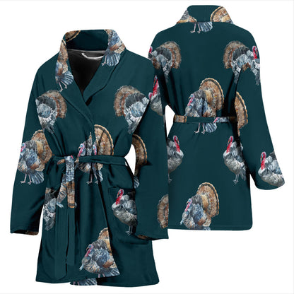 Turkey Pattern Print Design 03 Women Bathrobe