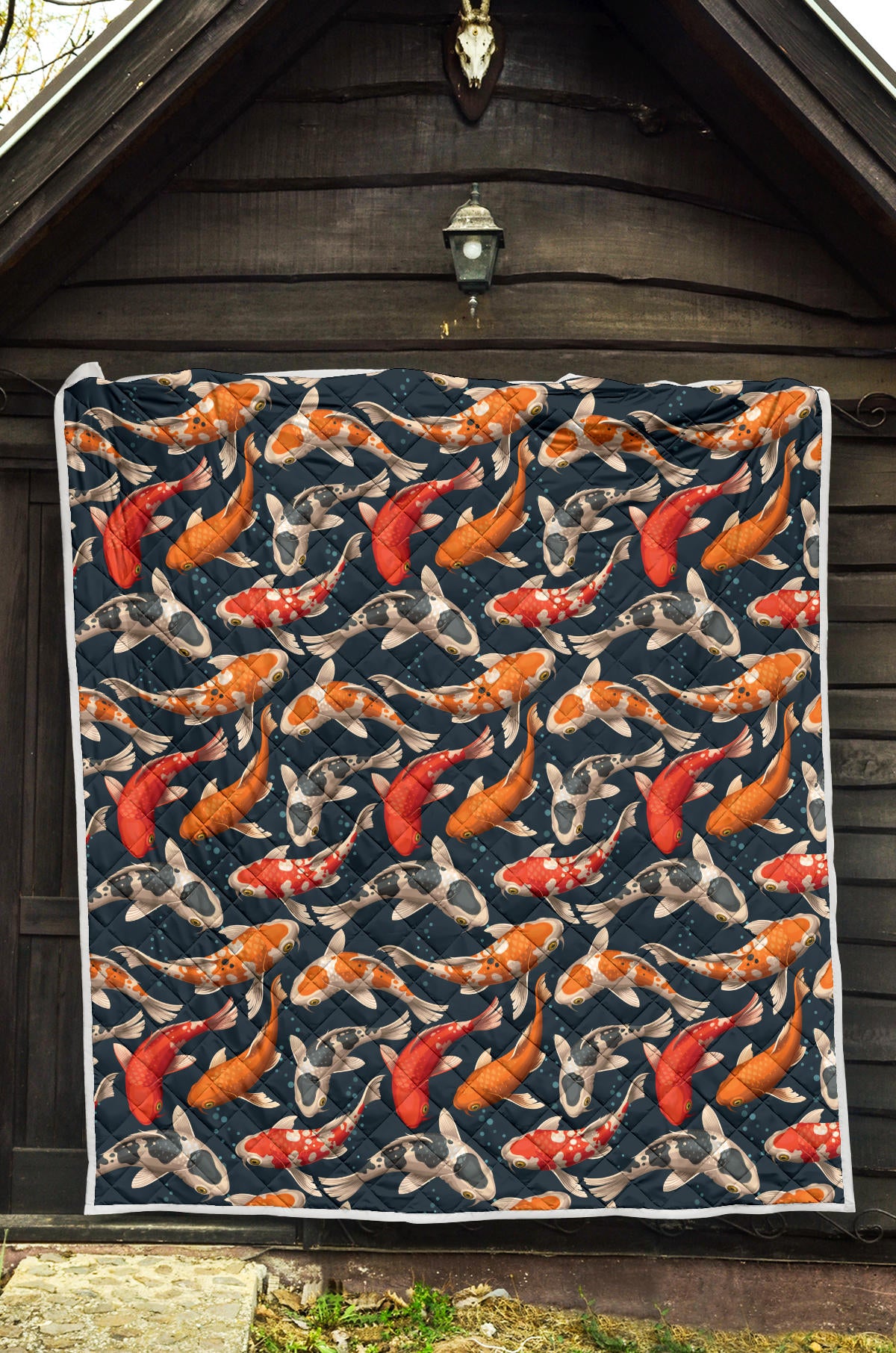 Koi Carp Cute Design Themed Print Quilt Bedspread
