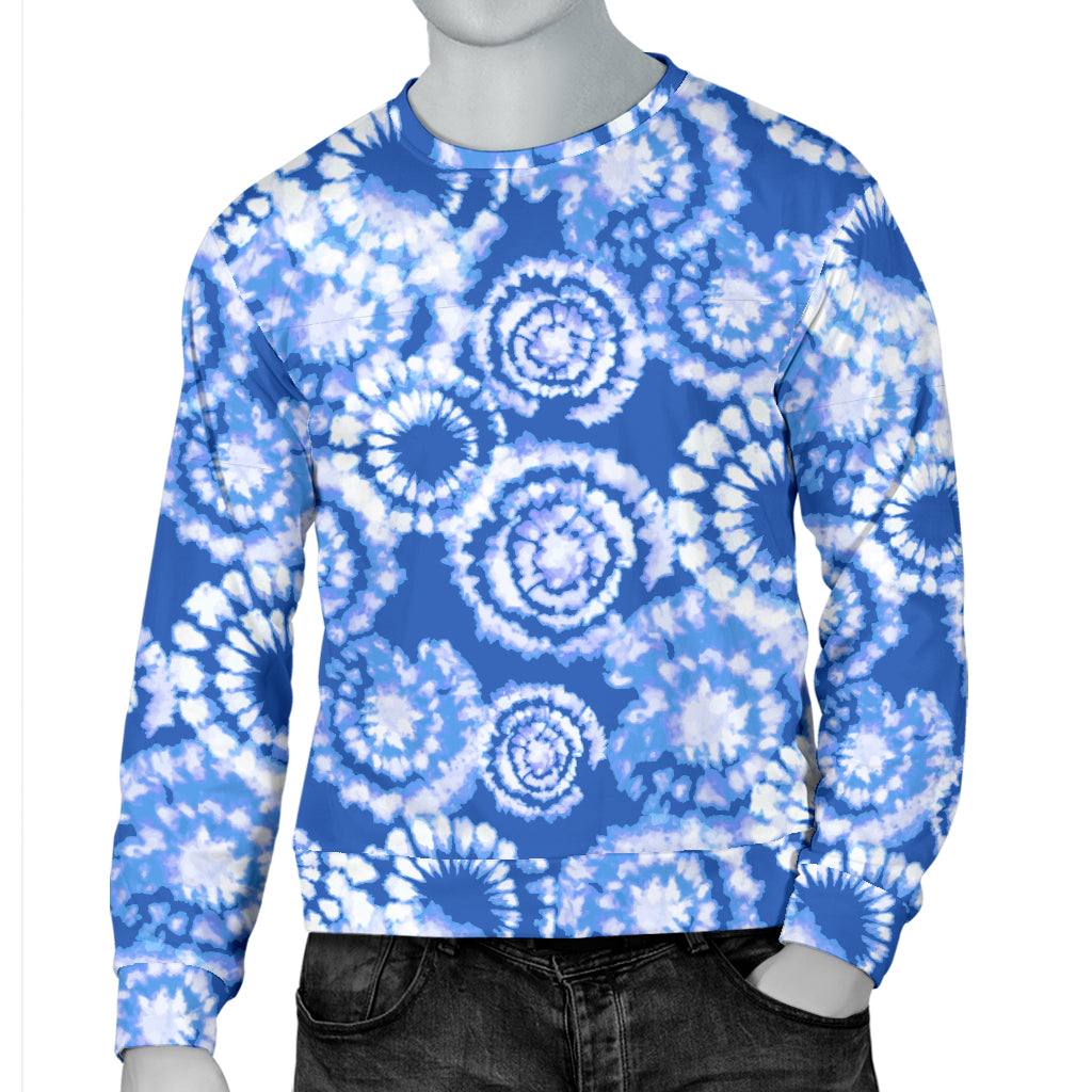 Tie Dye Blue Design Print Men Long Sleeve Sweatshirt