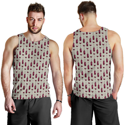 Wine Bottle Pattern Print Men Tank Top