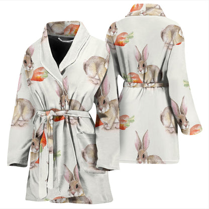 Rabbit Pattern Print Design 01 Women Bathrobe