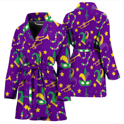 Mardi Gras Pattern Print Design 06 Women Bathrobe
