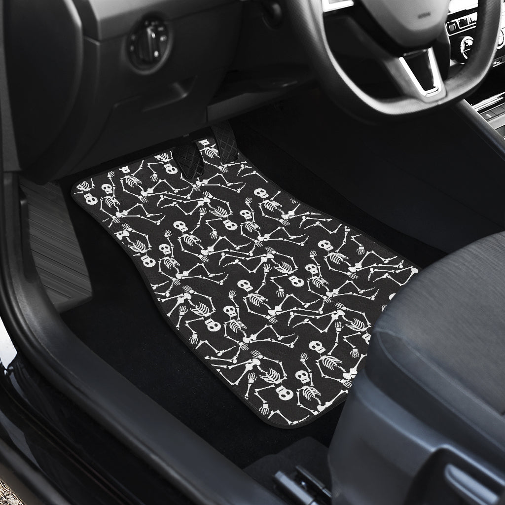 Skeleton Themed Print Car Floor Mats Front Back
