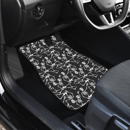 Skeleton Themed Print Car Floor Mats Front Back