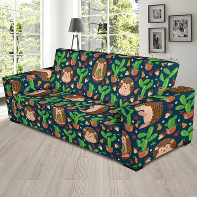 Hedgehog Cactus Pattern Print Design 04 Sofa Slipcover