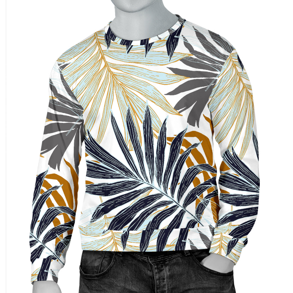 Colorful Tropical Palm Leaves Men Long Sleeve Sweatshirt