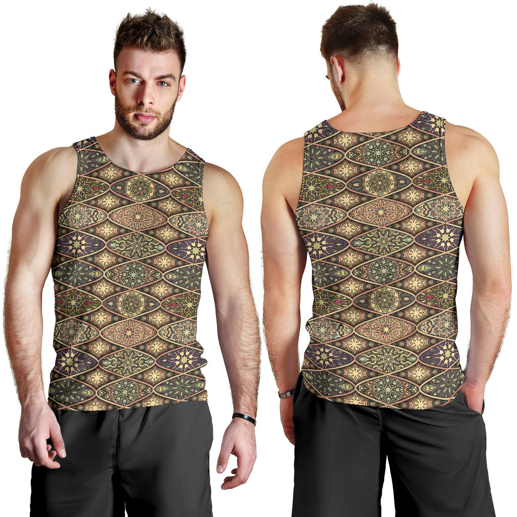 Mandala Motif Themed Design Print Men Tank Top