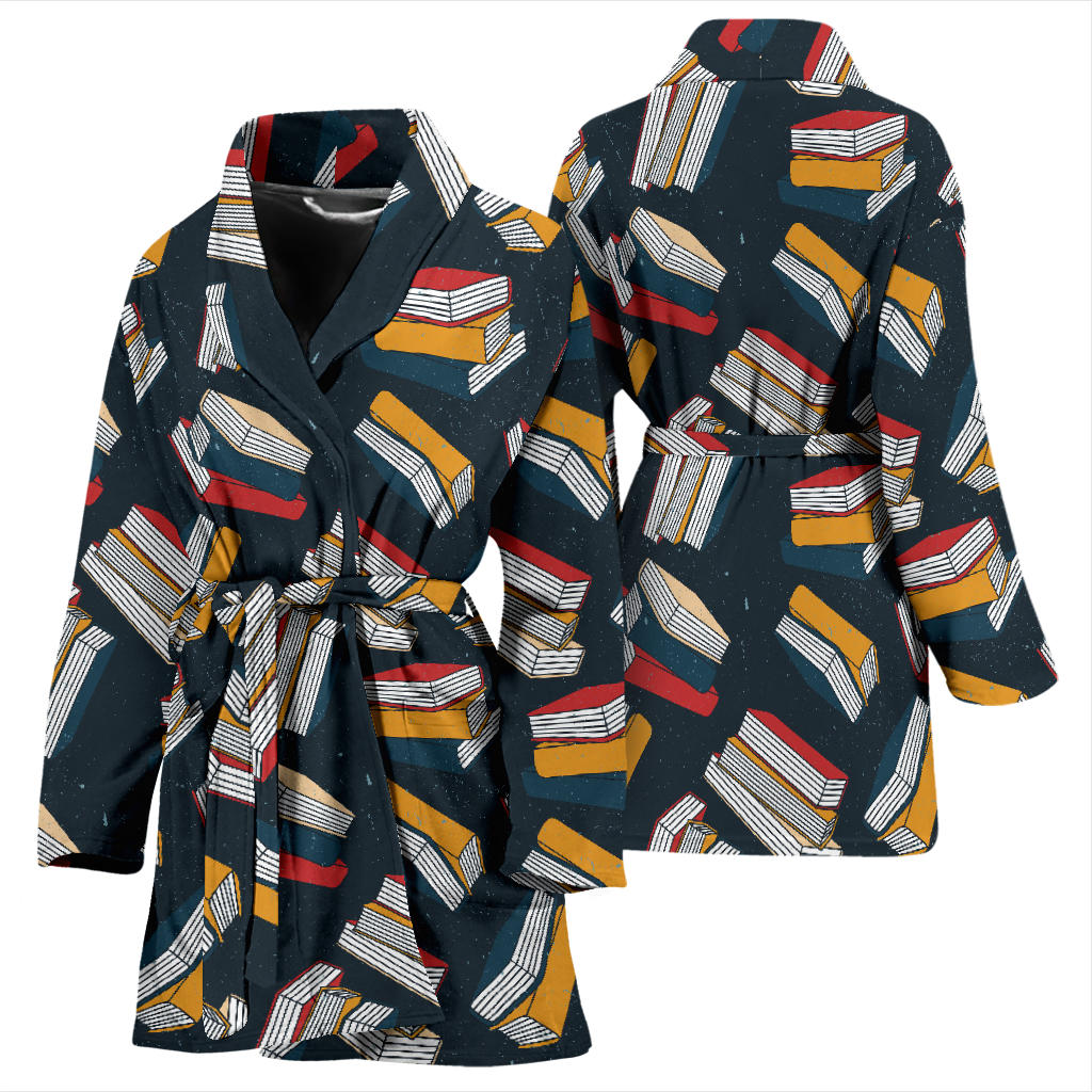 Book Pattern Print Design 07 Women Bathrobe