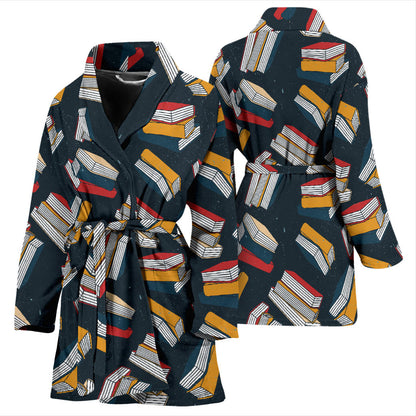 Book Pattern Print Design 07 Women Bathrobe