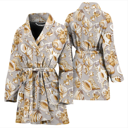 Seashell Print Design LKS309 Women Bathrobe