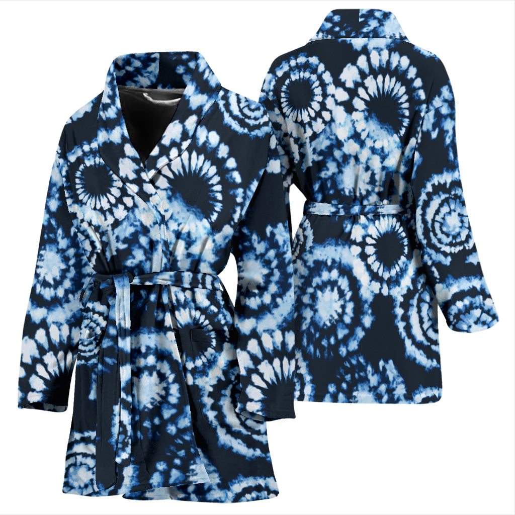 Tie Dye Dark Blue Print Design LKS306 Women Bathrobe