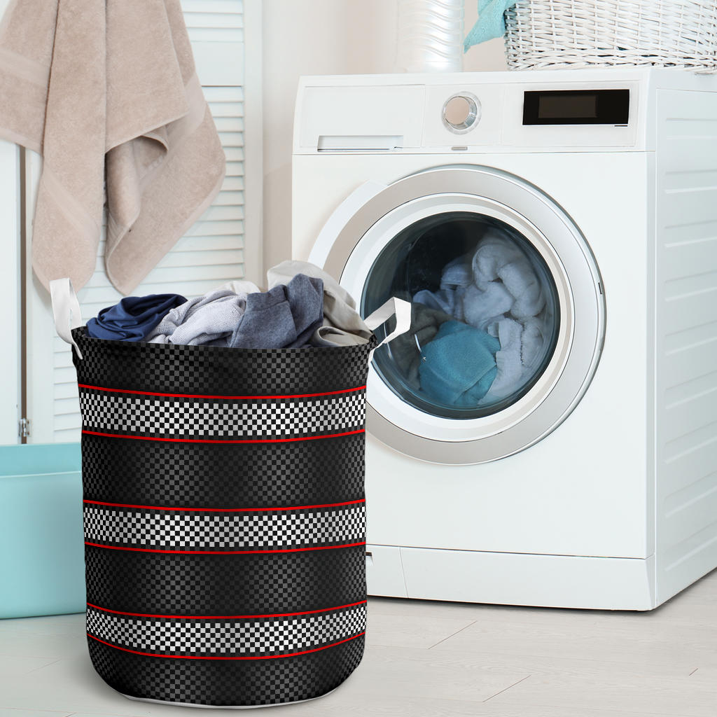 Checkered Flag Red Line Style Laundry Basket