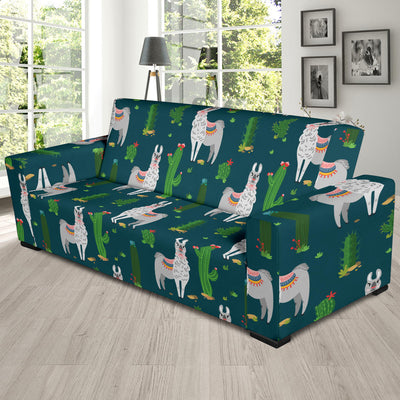 Llama Cactus Pattern Print Design 013 Sofa Slipcover