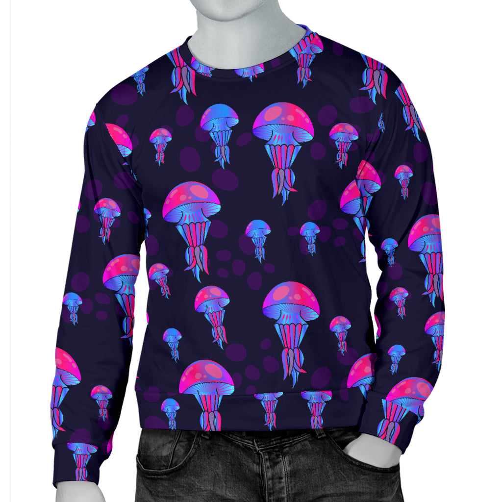 Jellyfish Neon Print Men Long Sleeve Sweatshirt