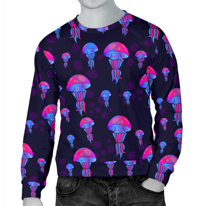 Jellyfish Neon Print Men Long Sleeve Sweatshirt