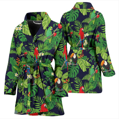 Rainforest Parrot Pattern Print Design A03 Women Bathrobe