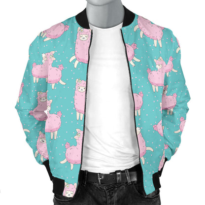 Alpaca Cartoon Design Themed Print Men Bomber Jacket