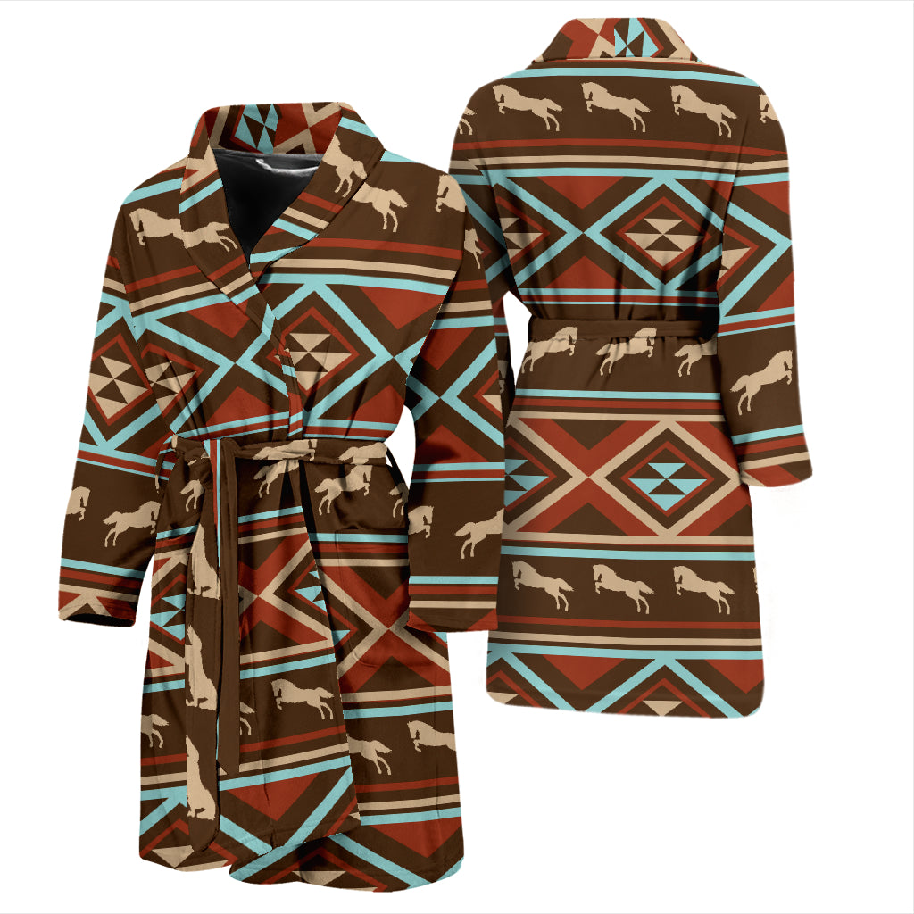 Western Horse Pattern Print LKS301 Men Bathrobe