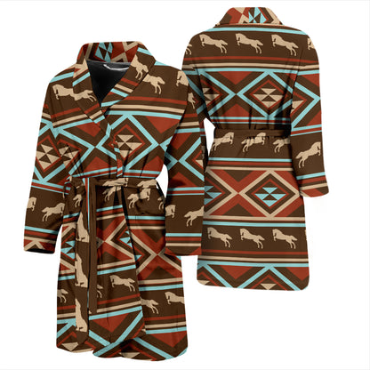 Western Horse Pattern Print LKS301 Men Bathrobe