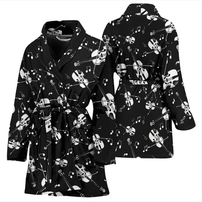 Violin Print Design LKS404 Women Bathrobe