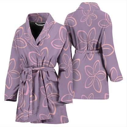 Plumeria Pattern Print Design A01 Women Bathrobe