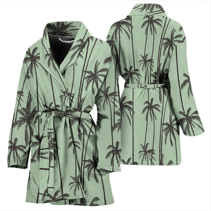 Palm Tree Pattern Print Design A04 Women Bathrobe