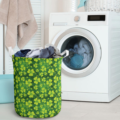Shamrock Clover Print Laundry Basket